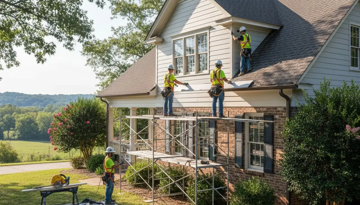 Vinyl siding installation by Nashville, TN siding contractors for residential exterior remodeling